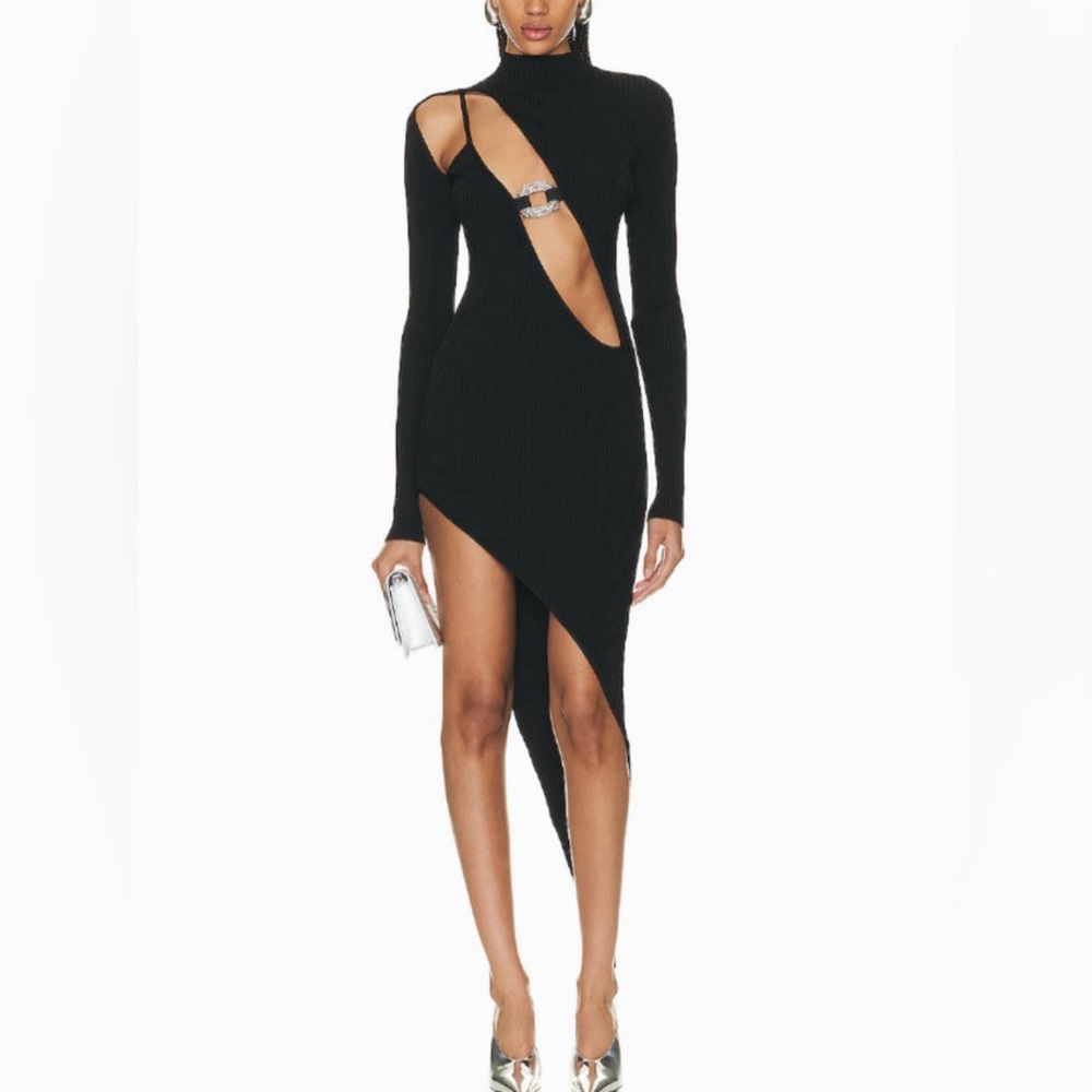 Asymmetric Cut-out Ribbed Dress Size S-L